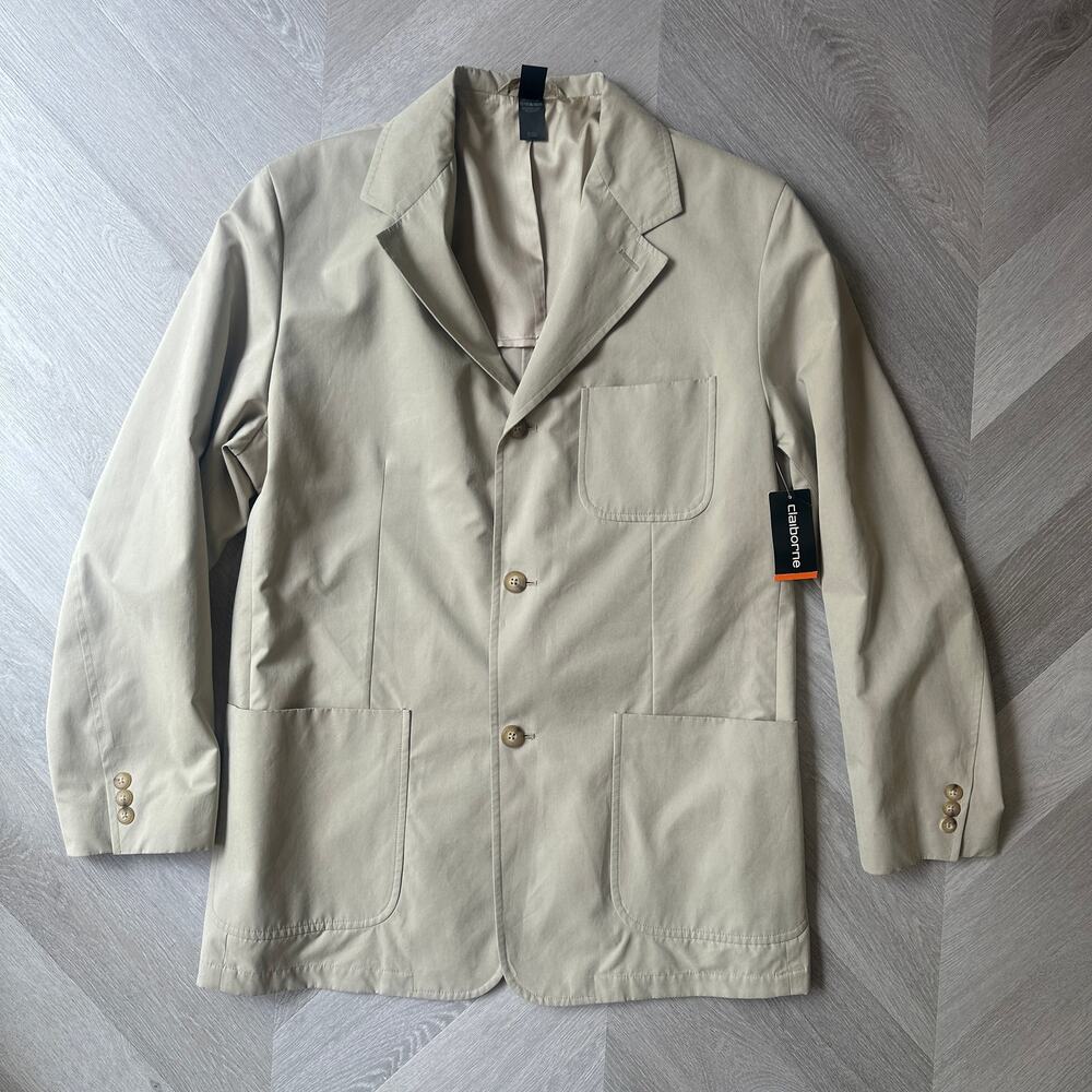 Vintage NEW NWT Claiborne Tan Khaki Blazer Jacket Sport Coat 40R DEADSTOCK